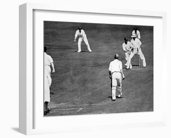 J.B. Hobbs Scores the Run to Make His 126th Century, 1926-null-Framed Photographic Print