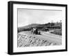 J Chassagne in the Sunbeam Leading Jules Goux in the Peugeot, French Grand Prix, Lyons, 1914-null-Framed Photographic Print