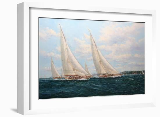 J Class Yachts Racing Off Cowes 1935-John Sutton-Framed Giclee Print