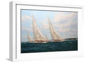 J Class Yachts Racing Off Cowes 1935-John Sutton-Framed Giclee Print