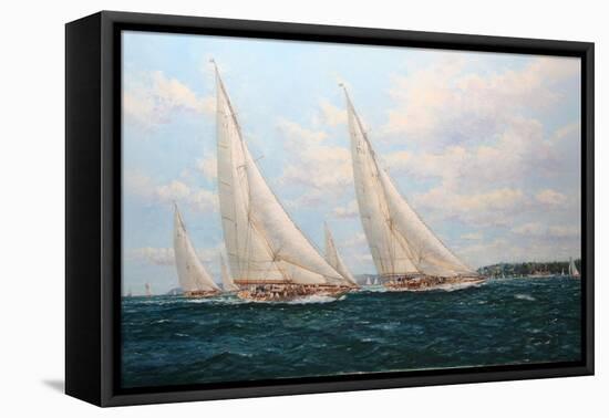 J Class Yachts Racing Off Cowes 1935-John Sutton-Framed Stretched Canvas