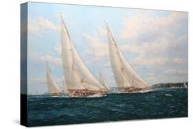 J Class Yachts Racing Off Cowes 1935-John Sutton-Stretched Canvas