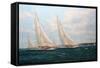 J Class Yachts Racing Off Cowes 1935-John Sutton-Framed Stretched Canvas