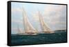 J Class Yachts Racing Off Cowes 1935-John Sutton-Framed Stretched Canvas