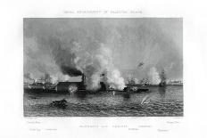 Battle of the 'Monitor' and the 'Merrimack, Hampton Roads, Virginia, 9 March 1862 (1862-186)-J Davies-Framed Stretched Canvas