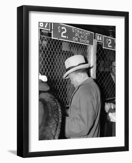 J Edgar Hoover Placing a Bet at the Two Dollar Window-null-Framed Photo