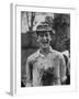 J.H.D. Briscol Having a Mud Splattered Face and Shirt After Informal Game of Football-Cornell Capa-Framed Photographic Print