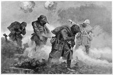 British Troops Transporting Ammunition During Gas Attack Led by 2nd Lieutenant E.M. Allfrey-J.h.valda Valda-Framed Stretched Canvas