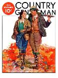 "Hunting Couple on Walk," Country Gentleman Cover, November 1, 1936-J. Hennesy-Stretched Canvas