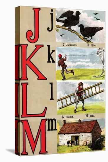 J, K, L, M Illustrated Letters-Edmund Evans-Stretched Canvas