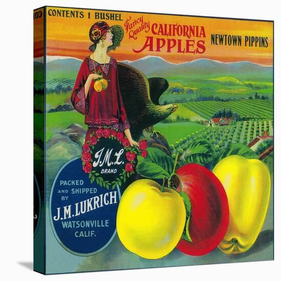 J.M.L. Apple Crate Label - Watsonville, CA-Lantern Press-Stretched Canvas