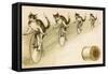 J&P Coats Trade Card with Cats Bicycling-null-Framed Stretched Canvas