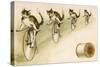 J&P Coats Trade Card with Cats Bicycling-null-Stretched Canvas