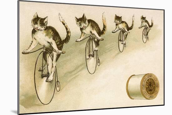 J&P Coats Trade Card with Cats Bicycling-null-Mounted Giclee Print