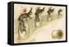 J&P Coats Trade Card with Rabbits Bicycling-null-Framed Stretched Canvas