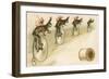 J&P Coats Trade Card with Rabbits Bicycling-null-Framed Giclee Print