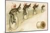 J&P Coats Trade Card with Rabbits Bicycling-null-Mounted Giclee Print