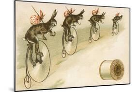J&P Coats Trade Card with Rabbits Bicycling-null-Mounted Giclee Print