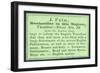 J Palm, Bookseller to His Majesty, Trade Card-null-Framed Giclee Print