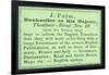 J Palm, Bookseller to His Majesty, Trade Card-null-Framed Giclee Print