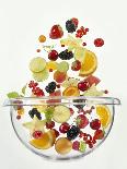 Various Fruits Falling into Glass Bowl-J?rgen Holz-Framed Premium Photographic Print