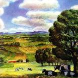 "Farm Landscape," Country Gentleman Cover, April 1, 1942-J. Steuart Curry-Framed Stretched Canvas