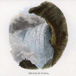 Two Tiny Figures are Dwarfed by the Might of Niagara Falls-J.w. Whimper-Art Print