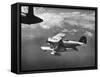 J2F Utility Plane Flying over Pacific Ocean-Peter Stackpole-Framed Stretched Canvas