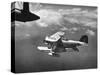 J2F Utility Plane Flying over Pacific Ocean-Peter Stackpole-Stretched Canvas