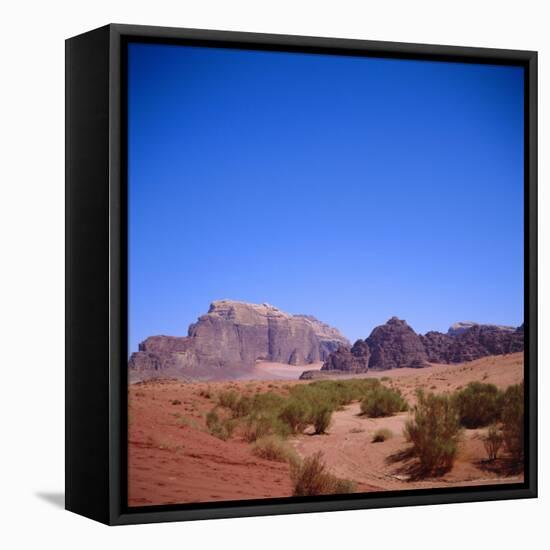 Jabal Rum, Desert Landscape in Southern Jordan, Wadi Rum, Jordan, Middle East-Christopher Rennie-Framed Stretched Canvas