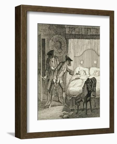 Jack and His Accomplice Blueskin Rob Mr Wood and His Wife in their Bedroom from 'Jack Sheppard: a R-George Cruikshank-Framed Giclee Print