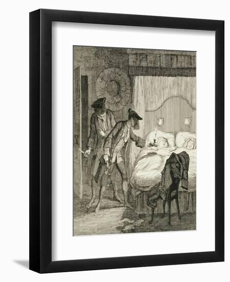 Jack and His Accomplice Blueskin Rob Mr Wood and His Wife in their Bedroom from 'Jack Sheppard: a R-George Cruikshank-Framed Giclee Print