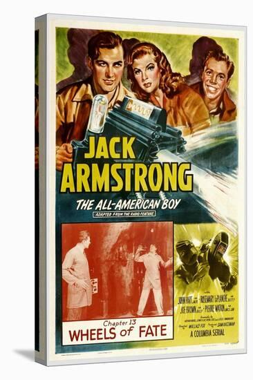 JACK ARMSTRONG, ALL AMERICAN BOY, top left: John Hart, in 'Chapter 13: Wheels of Fate', 1940.-null-Stretched Canvas