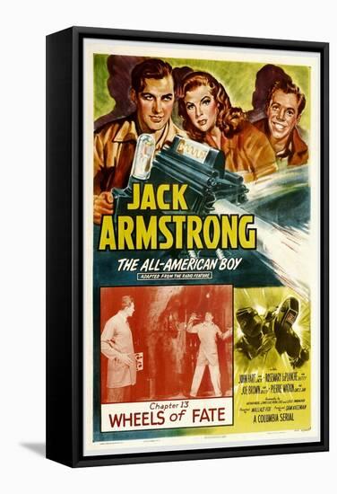 JACK ARMSTRONG, ALL AMERICAN BOY, top left: John Hart, in 'Chapter 13: Wheels of Fate', 1940.-null-Framed Stretched Canvas