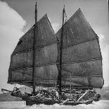 Junk Leaving Harbor with Patchwork Sails Up-Jack Birns-Photographic Print