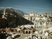 Post War Reconstruction of Benedictine Abbey of Montecassino and Statue of St. Benedict Standing-Jack Birns-Photographic Print