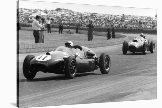 Jack Brabham leads in his Cooper T45, 1958 British Grand Prix-null-Stretched Canvas