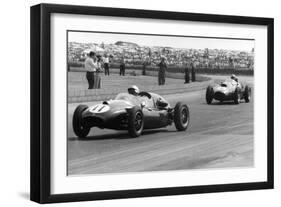 Jack Brabham leads in his Cooper T45, 1958 British Grand Prix-null-Framed Photographic Print