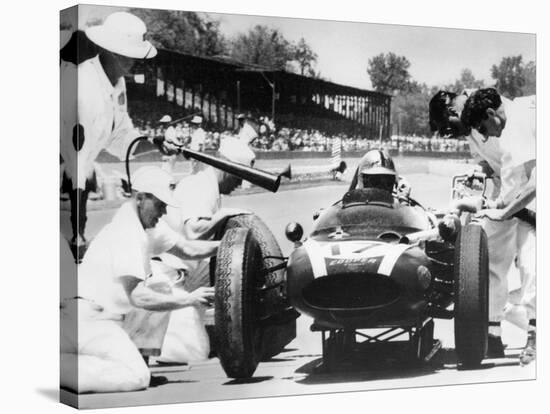 Jack Brabham's Cooper in the Pits, Indianapolis 500, Indiana, USA, 1961-null-Stretched Canvas