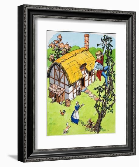 Jack Climbs Down the Beanstalk, Illustration from 'Jack and the Beanstalk', 1969-English School-Framed Giclee Print