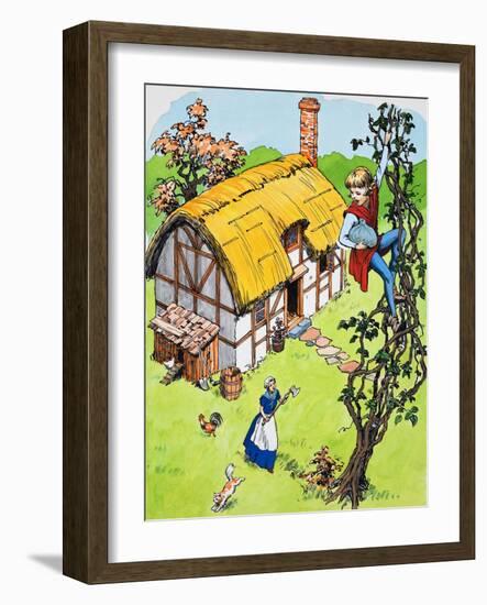 Jack Climbs Down the Beanstalk, Illustration from 'Jack and the Beanstalk', 1969-English School-Framed Giclee Print