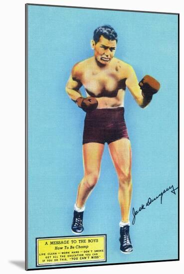 Jack Dempsey and a Message to the Boys-Lantern Press-Mounted Art Print
