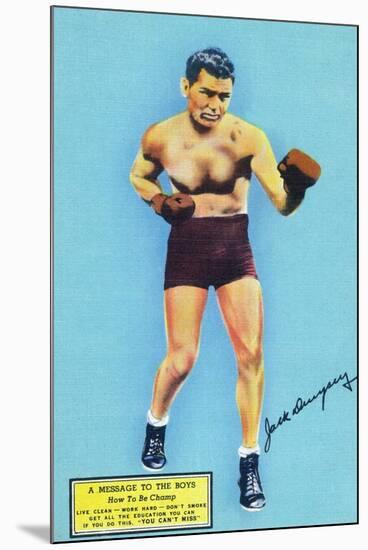 Jack Dempsey and a Message to the Boys-Lantern Press-Mounted Art Print