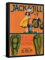 Jack & Jill Peppers Label - New York, NY-Lantern Press-Framed Stretched Canvas