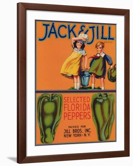 Jack & Jill Peppers Label - New York, NY-Lantern Press-Framed Art Print