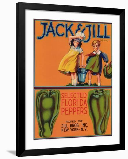 Jack & Jill Peppers Label - New York, NY-Lantern Press-Framed Art Print