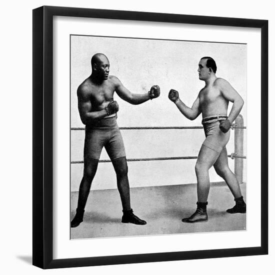 Jack Johnson and James Jeffries, 1910-null-Framed Photographic Print