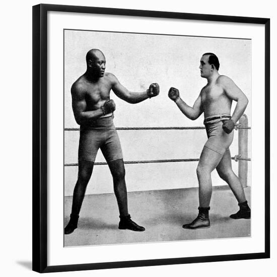 Jack Johnson and James Jeffries, 1910-null-Framed Photographic Print