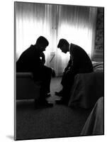Jack Kennedy Conferring with His Brother and Campaign Organizer Bobby Kennedy in Hotel Suite-Hank Walker-Mounted Premium Photographic Print