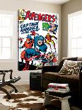 Captain America And The Falcon No.201 Cover: Captain America and Falcon Crouching-Jack Kirby-Lamina Framed Poster